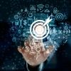 Businessman making handshake with a businesswoman on futuristic technology connection shape motion blur background with graph and chart rise up.Greeting and dealing business success concepts.